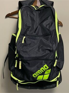 Arena Black & Neon Green Swim Backpack Large